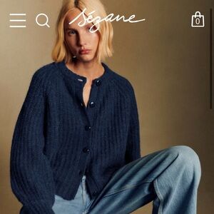 Sezane Navy Emile Cardigan